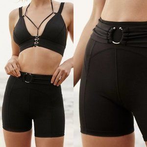 NWT Free People Mind Over Matter Womens Bike Stretch Shorts Black Medium Workout